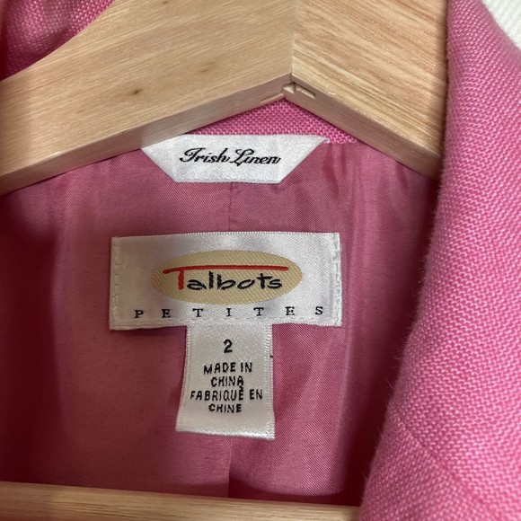 Talbots Womens Pink 100% Irish Linen Buttons Cardigan Jacket Blazer 3/4 Sleeve 2 - Picture 12 of 12